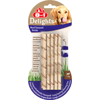 8in1 Delights Beef Twisted Sticks 10 Stück / 55 g