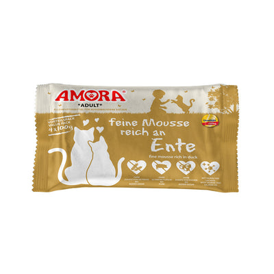 AMORA Cat Pouchbeutel Flowpack feine Mousse reich an Ente 4x100g 1 Stück