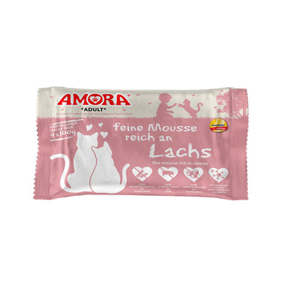 AMORA Cat Pouchbeutel Flowpack feine Mousse reich an Lachs 4x100g 1 Stück