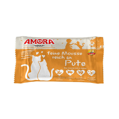 AMORA Cat Pouchbeutel Flowpack feine Mousse reich an Pute 4x100g 1 Stück
