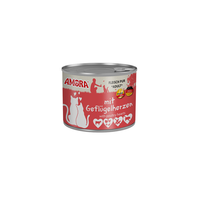AMORA Fleisch Pur mit Geflügelherzen 200 g