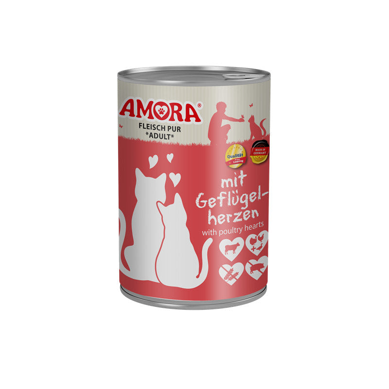 AMORA Fleisch Pur mit Geflügelherzen 400 g