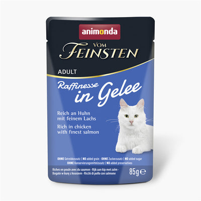 animonda Vom Feinsten Raffinesse in Gelee Adult reich an Huhn mit Lachs 85 g