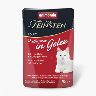 animonda Vom Feinsten Raffinesse in Gelee Adult reich an Huhn mit Rind 85 g