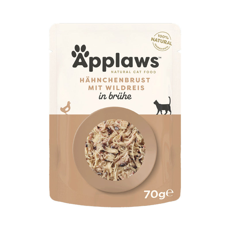 Applaws Katzen Nassfutter im Pouch-Beutel mit Hühnchenbrust und Wildreis 70 g