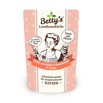 Betty's Landhausküche Katze Frischebeutel Huhn & Lachs mit Borretschöl 100 g