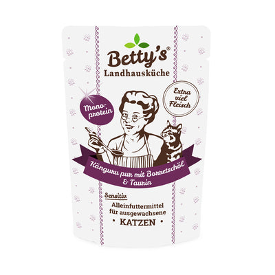 Betty's Landhausküche Katze Frischebeutel Känguru pur mit Borretschöl 100 g