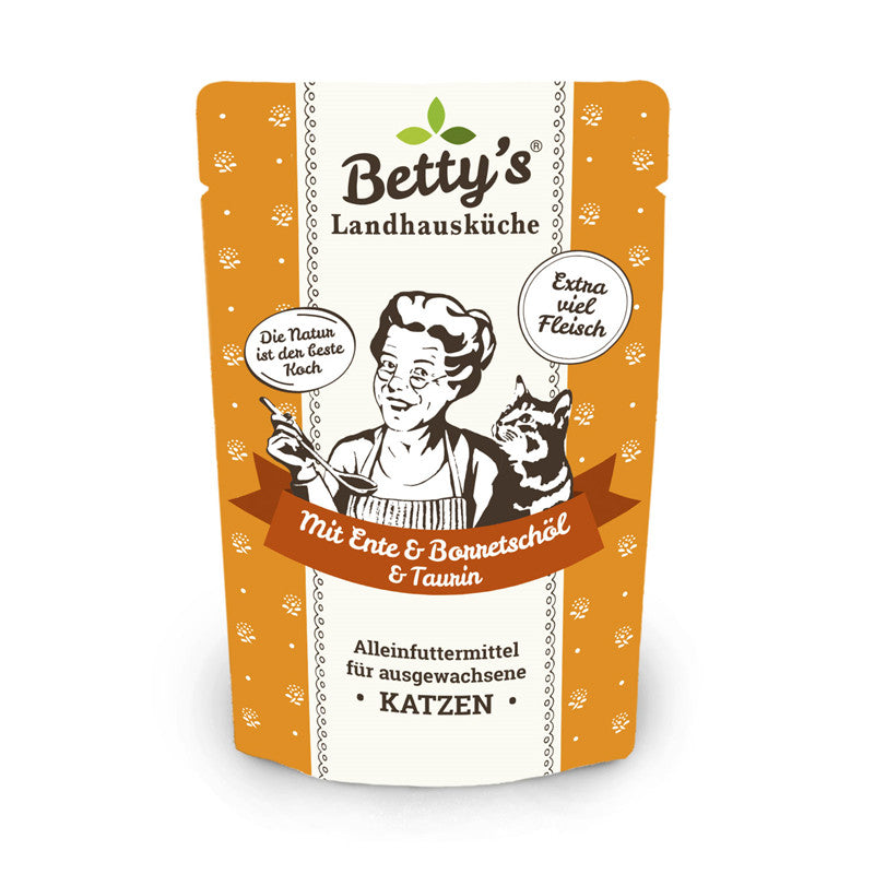Betty's Landhausküche Katze Frischebeutel mit Ente mit Borretschöl 100 g