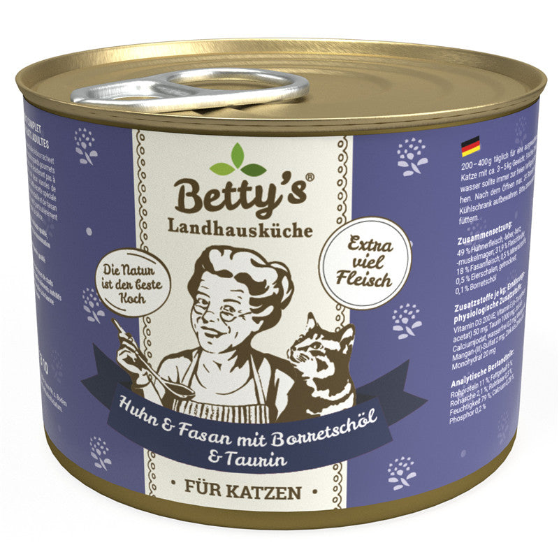 Betty's Landhausküche Katze Huhn & Fasan mit Borretschöl 200 g