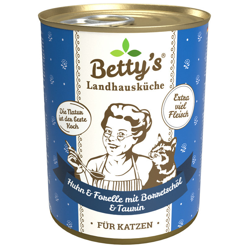 Betty's Landhausküche Katze Huhn Forelle & Borretschöl 400 g