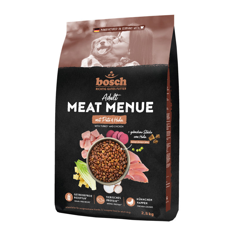 Bosch Dog MEAT MENUE Adult mit Pute & Huhn getreidefrei 2,5 kg