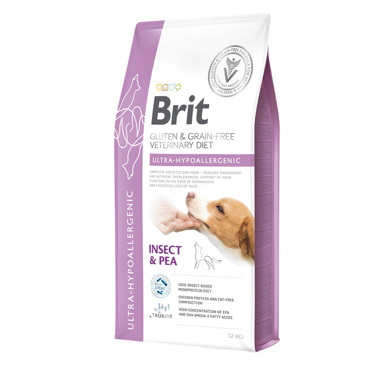 Brit Getreidefrei Veterinary Diets - Diät Trockenfutter Hund - Ultra-hypoallergenic - Linderung von Haut-und Verdauungssymptomen 12 kg