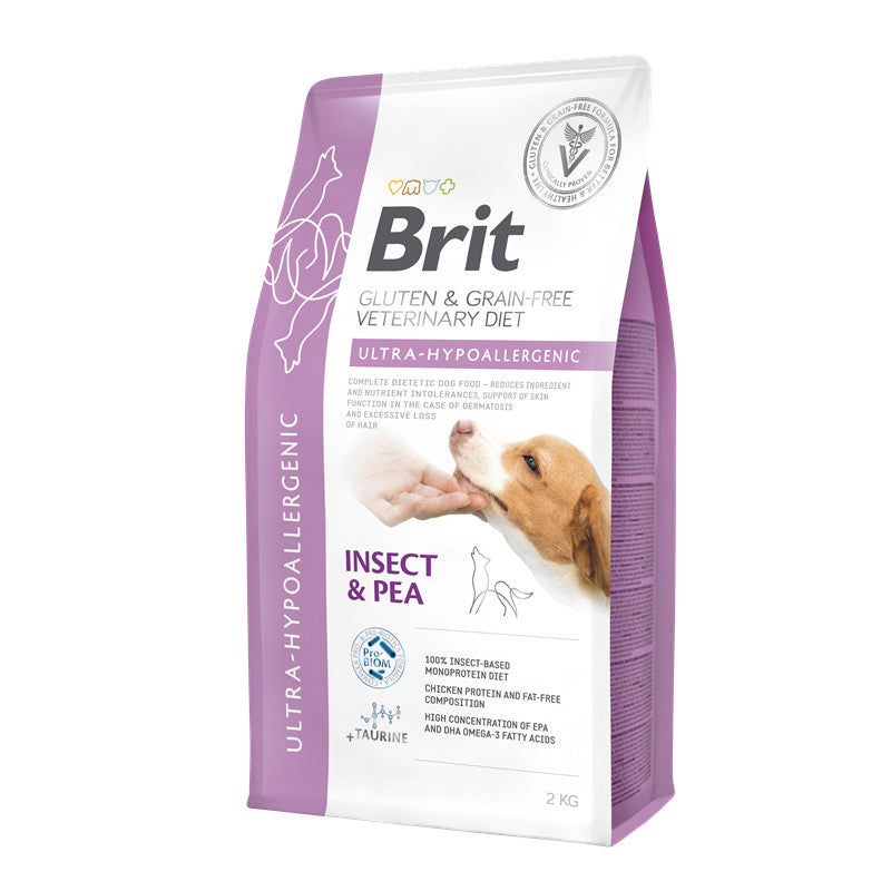 Brit Getreidefrei Veterinary Diets - Diät Trockenfutter Hund - Ultra-hypoallergenic - Linderung von Haut-und Verdauungssymptomen 2 kg