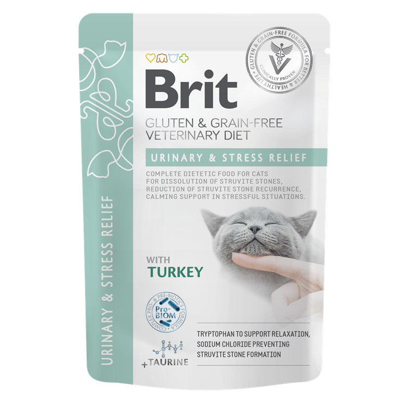 Brit Grain & Gluten-Free Veterinary Diet - Cat Pouch - Fillets in Gravy - Urinary & Stress Relie 85 g