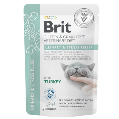 Brit Grain & Gluten-Free Veterinary Diet - Cat Pouch - Fillets in Gravy - Urinary & Stress Relie 85 g