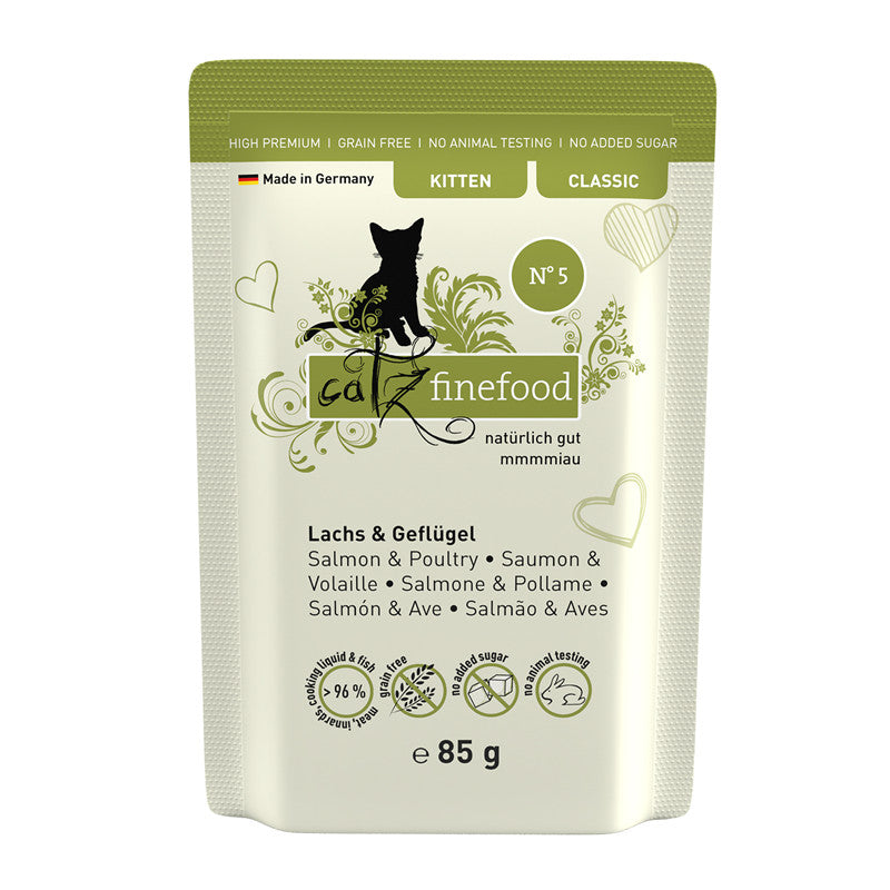 catz finefood® CLASSIC KITTEN N° 05 Lachs & Geflügel Pouchbeutel 85 g
