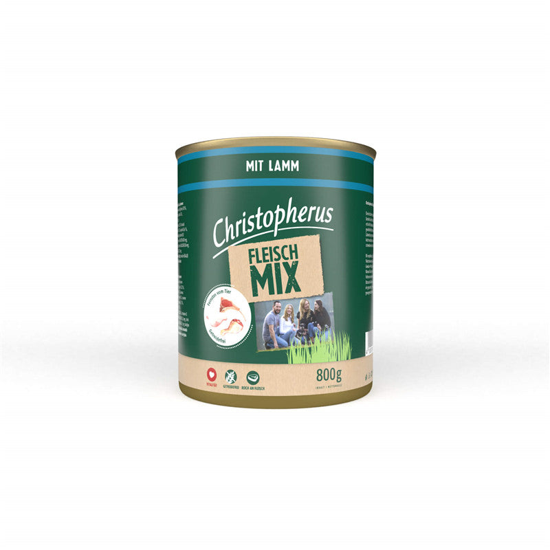 Christopherus Fleischmix mit Lamm - 70% Fleischanteil - ohne Getreide und Soja 800 g