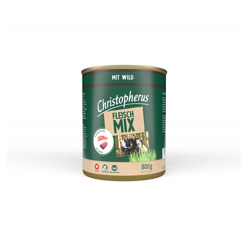 Christopherus Fleischmix mit Wild - 70% Fleischanteil - ohne Getreide und Soja 800 g