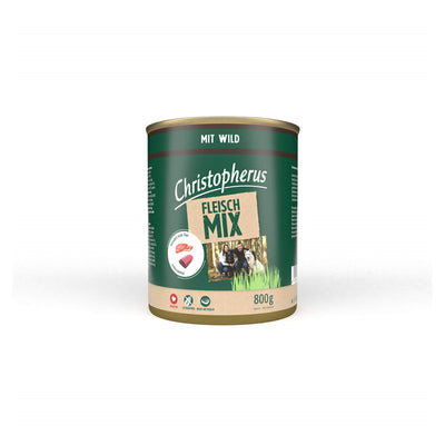 Christopherus Fleischmix mit Wild - 70% Fleischanteil - ohne Getreide und Soja 800 g
