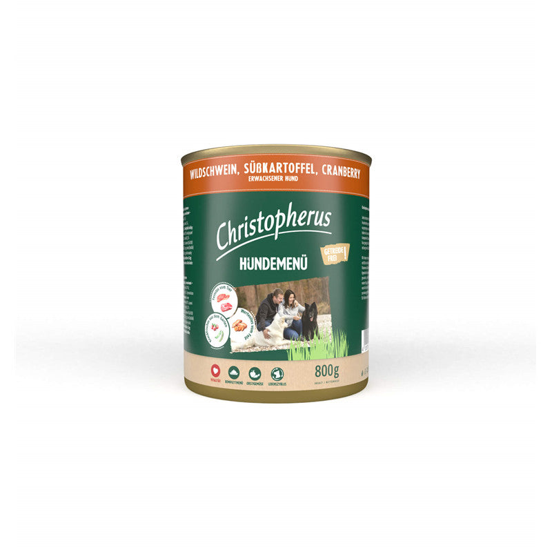 Christopherus Hundemenü -Adult - mit Wildschwein, Süßkartoffel, Cranberry 800 g
