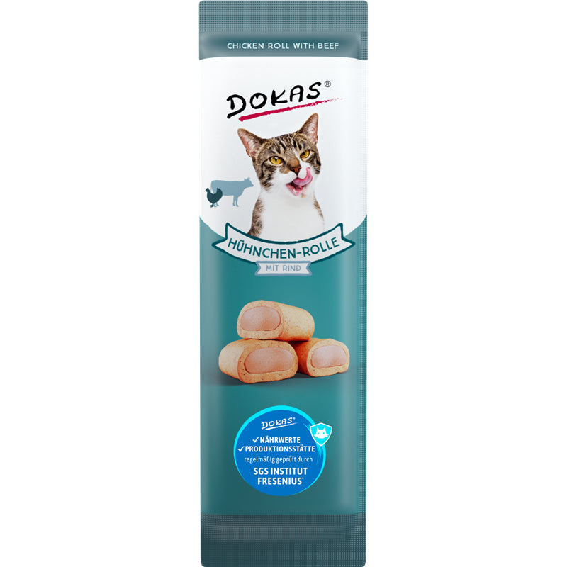 Dokas Cat Snack Hühnchen-Rolle mit Rind 10 g