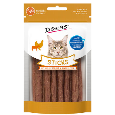 Dokas Cat Snack Sticks mit Hühnerbrust & Rinderleber 30 g