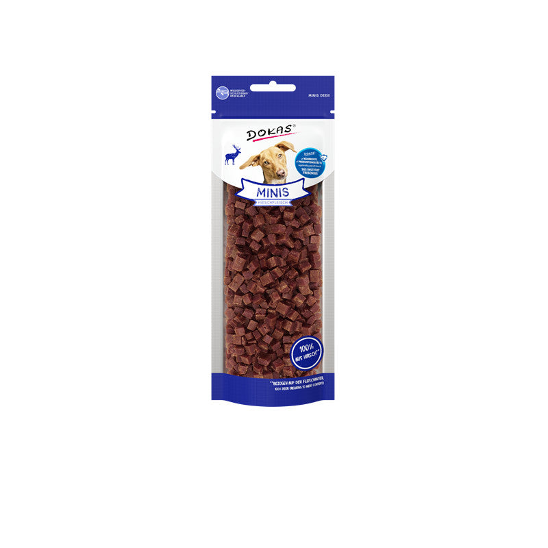 Dokas Hunde Snack Minis Hirschfleisch - 93% Hirschfleisch mit getreidefreier Rezeptur 60 g