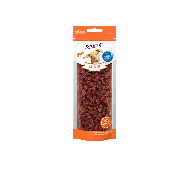 Dokas Hunde Snack Minis Lammfleisch - optimal für unterwegs - ohne Zucker - 90% Lamm 70 g