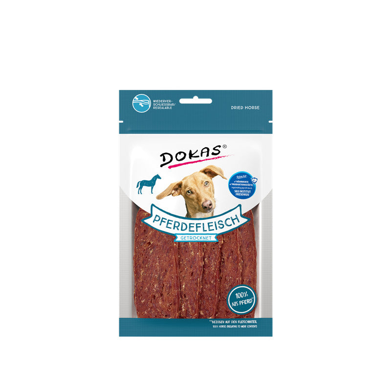Dokas Hunde Snack Pferdefleisch getrocknet - getreidefreie Rezeptur mit 93% Fleischanteil 60 g