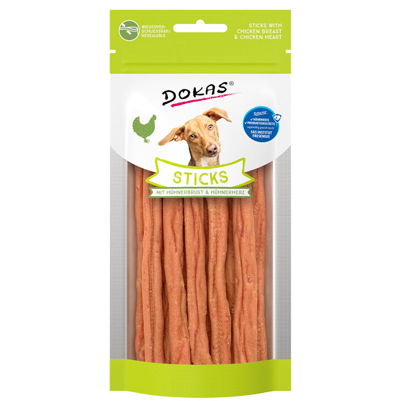 Dokas Dog Snack Sticks mit Hühnerbrust und Hühnerherz 60 g