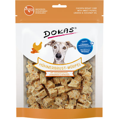 Dokas Hühnerbrust-Würfel,Süsskartoffel, Leinsamen 150 g