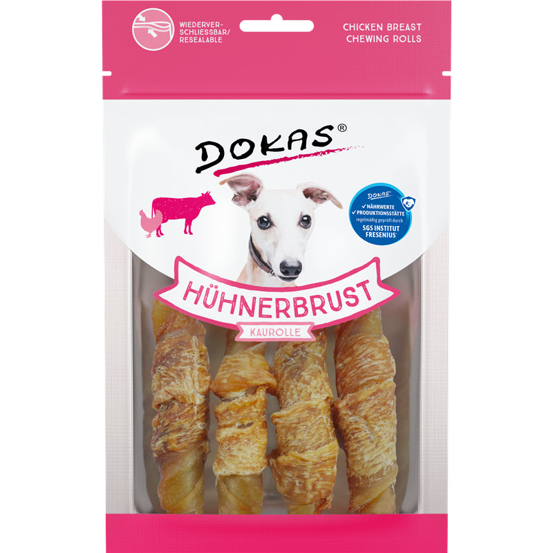 Dokas Hunde Snack Hühnerbrust Kaurolle 90 g