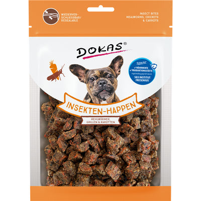 Dokas Hunde Snack Insekten-Happen Mehlwürmer, Grillen, Karotte 100 g