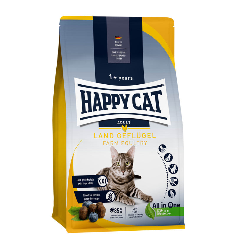 Happy Cat Trockenfutter Culinary Adult Land Geflügel - glutenfreie Rezeptur - Hergestellt in Deutschland 4 kg