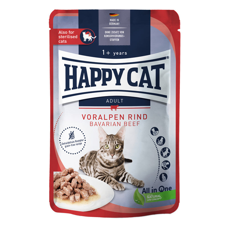 Happy Cat Nassfutter Culinary Meat in Sauce Voralpen Rind - mit getreidefreier Rezeptur 85 g