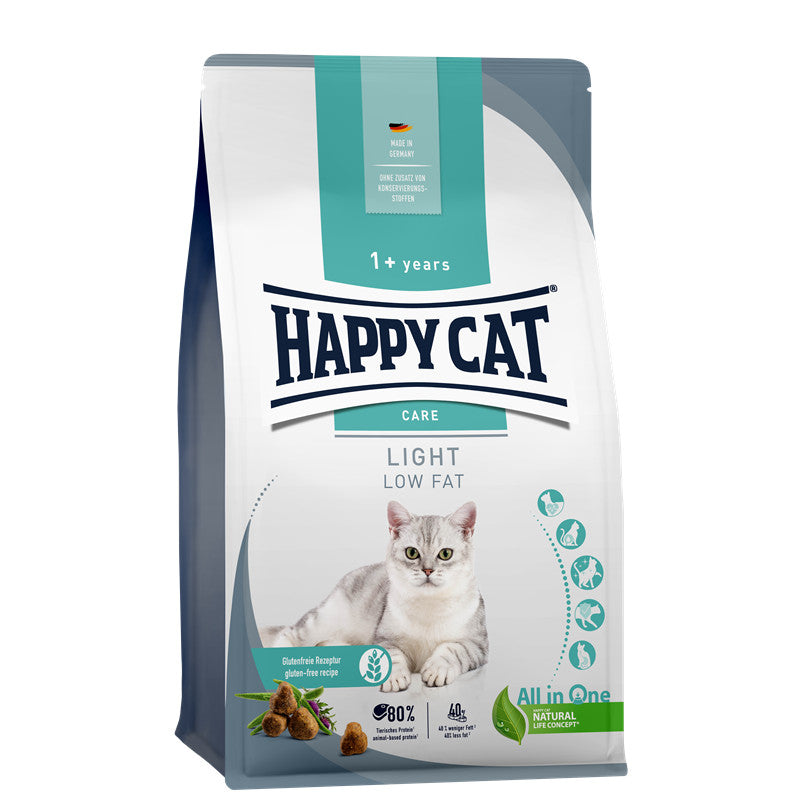 Happy Cat Trockenfutter Sensitive Adult Light - mit nur 9% Fett - Hoher Ballaststoffgehalt 1,3 kg