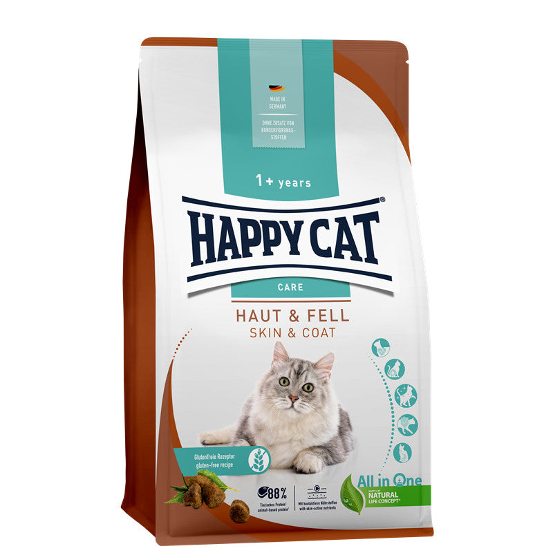 Happy Cat Trockenfutter Sensitive Haut & Fell - für Katzen mit sensibler Haut - für ein glänzendes Fell 4 kg