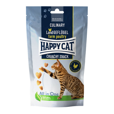 Happy Cat Snack Culinary Crunchy Land-Geflügel - Snacks zum Training oder zwischendurch - in süßer Herzform 70 g