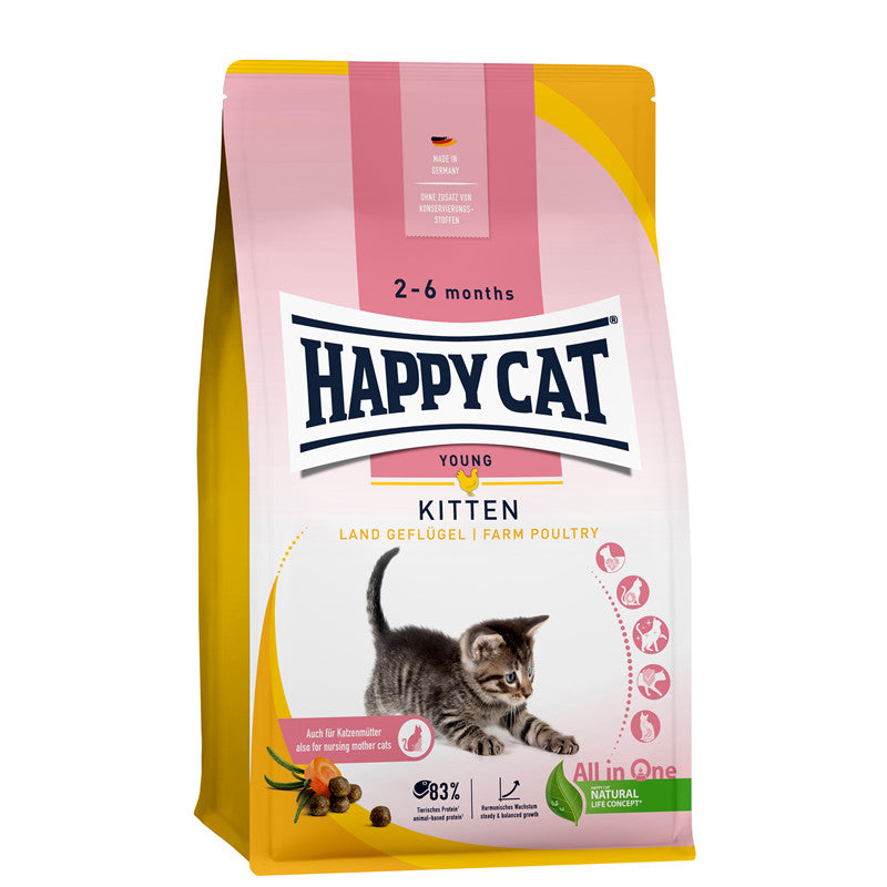 Happy Cat Trockenfutter Young Kitten Land Geflügel - optimal auf Kitten abgestimmt 4 kg