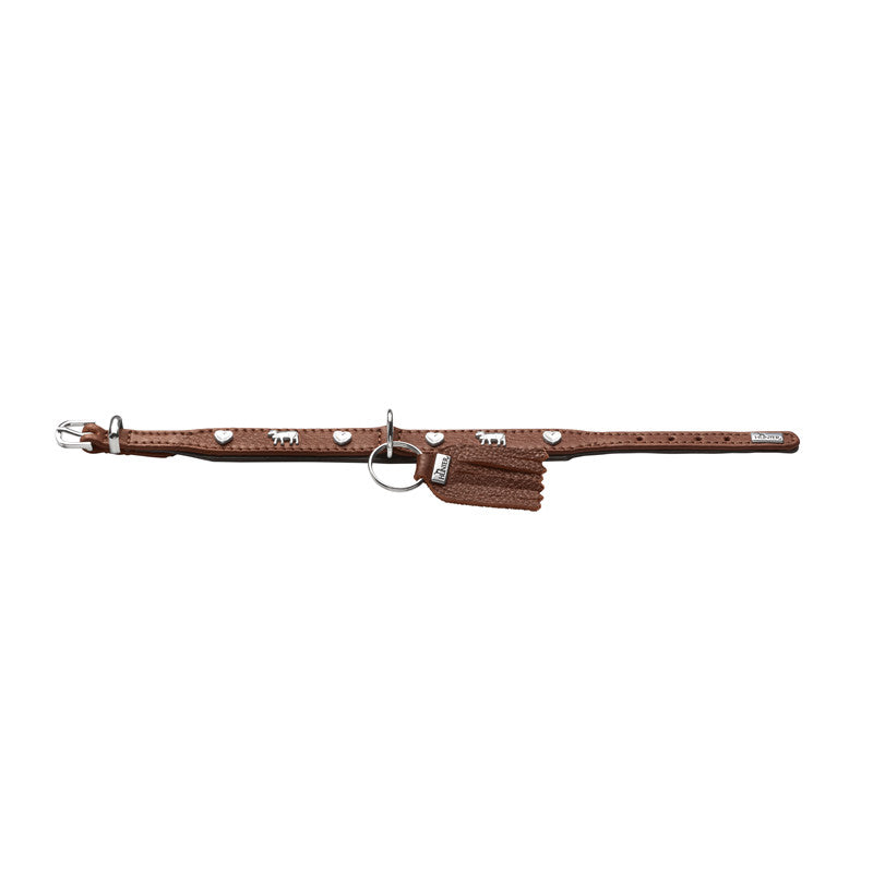 HUNTER Halsband München Mini 27/XXS-XS, Rindsleder cognac/schwarz 1 Stück