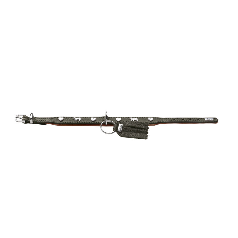 HUNTER Halsband München Mini , Rindsleder grün/cognac 30/XS