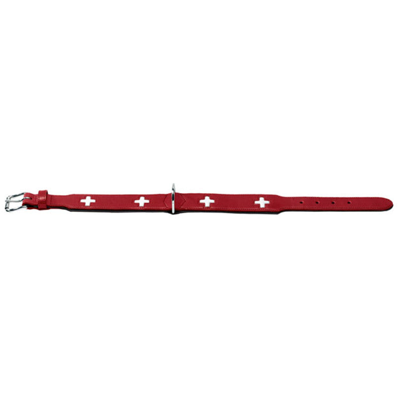 Hunter Halsband Swiss rot/schwarz 2,6 cm/35-40 cm S-M/42