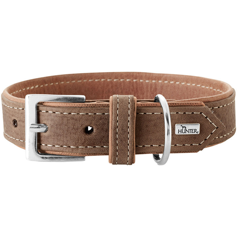 Hunter Hunde Ökoleder Halsband Porto tabak/cognac 45 / 33 - 39 cm
