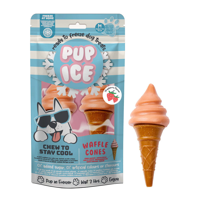 Imaginelles Pup Ice Dog Snack Waffle Cones Strawberry M 2 Stück/ 110 g
