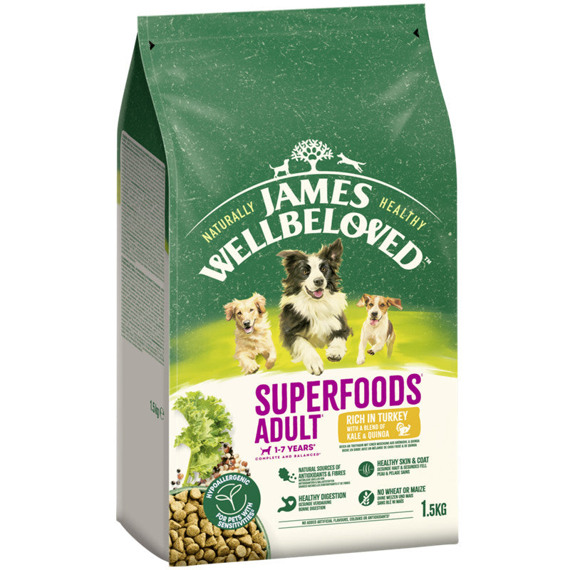 JAMES WELLBELOVED™ Hund Superfoods Truthahn mit einer Mischung aus Grünkohl und Quinoa 1,5 kg