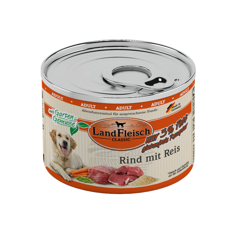 LandFleisch Dog Classic Rind mit Reis und Gartengemüse extra mager 195 g