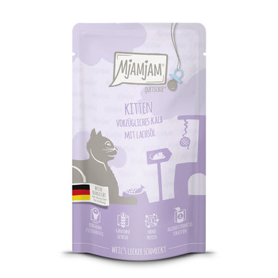 MjAMjAM Quetschie Kitten Vorzügliches Kalb mit Lachsöl 125 g