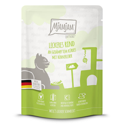 MjAMjAM Quetschie Leckeres Rind an gedämpftem Kürbis mit Hühnerleber 300 g