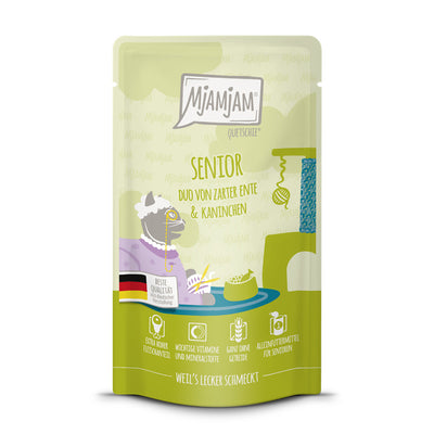 MjAMjAM Quetschie Senior DUO von zarter Ente & Kaninchen 125 g