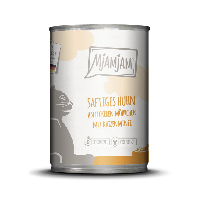MjAMjAM Saftiges Huhn an leckeren Möhrchen mit Katzenminze 400 g